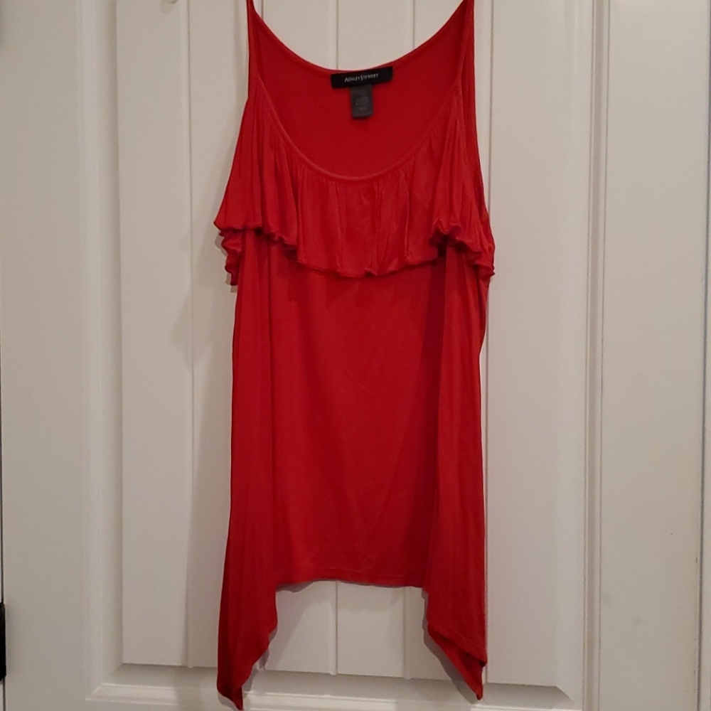 Red ruffle top blouse